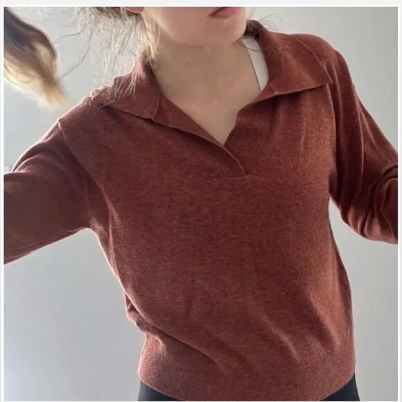 New Chestnut Brown Knit Wool Blend Sweater - Picture 2 of 16